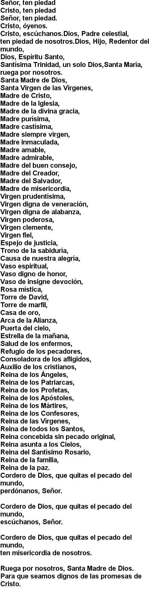 oracion completa de las letanias
