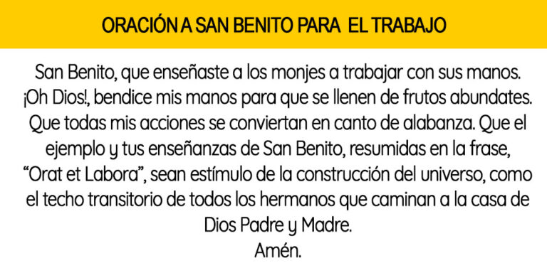 oracion a san benito abad para el trabajo